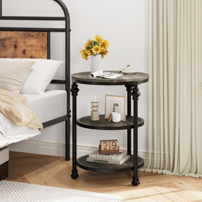 London Boutique Small Coffee Table, 3-Tier Side Table With Shelves And Round Steel Frame, Narrow Side Table For Small Spaces - image 1