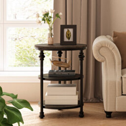 London Boutique Small Coffee Table, 3-Tier Side Table With Shelves And Round Steel Frame, Narrow Side Table For Small Spaces - thumbnail 7
