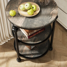 London Boutique Small Coffee Table, 3-Tier Side Table With Shelves And Round Steel Frame, Narrow Side Table For Small Spaces - thumbnail 5