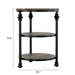 London Boutique Small Coffee Table, 3-Tier Side Table With Shelves And Round Steel Frame, Narrow Side Table For Small Spaces - thumbnail 2