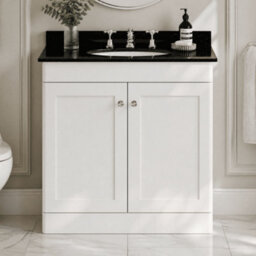 Balterley Swynnerton Traditional 2 Door Floor Standing Vanity Unit With Marble Basin, Satin White, 800mm - thumbnail 2