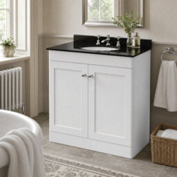 Balterley Swynnerton Traditional 2 Door Floor Standing Vanity Unit With Marble Basin, Satin White, 800mm - thumbnail 4