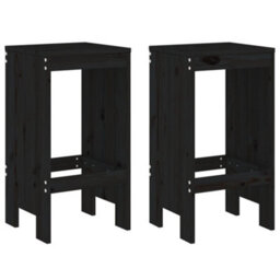 Berkfield 3 Piece Garden Bar Set Black Solid Wood Pine - thumbnail 3