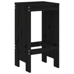 Berkfield 3 Piece Garden Bar Set Black Solid Wood Pine - thumbnail 4