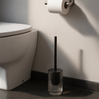 GoodHome Atocha Grey Stainless Steel Toilet Brush & Holder - image 1