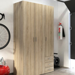 Furniture To Go Space Wardrobe - 3 Doors 3 Drawers In Oak 2000 (W) 115 X  (H) 200.4 X  (D) 49.5Cm - thumbnail 7