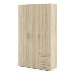 Furniture To Go Space Wardrobe - 3 Doors 3 Drawers In Oak 2000 (W) 115 X  (H) 200.4 X  (D) 49.5Cm - thumbnail 4