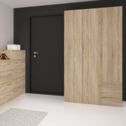 Furniture To Go Space Wardrobe - 3 Doors 3 Drawers In Oak 2000 (W) 115 X  (H) 200.4 X  (D) 49.5Cm - thumbnail 9
