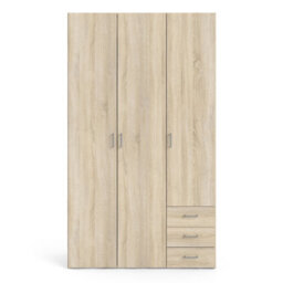 Furniture To Go Space Wardrobe - 3 Doors 3 Drawers In Oak 2000 (W) 115 X  (H) 200.4 X  (D) 49.5Cm - thumbnail 3