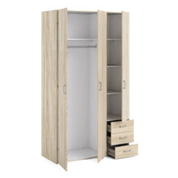 Furniture To Go Space Wardrobe - 3 Doors 3 Drawers In Oak 2000 (W) 115 X  (H) 200.4 X  (D) 49.5Cm - thumbnail 5