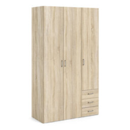 Furniture To Go Space Wardrobe - 3 Doors 3 Drawers In Oak 2000 (W) 115 X  (H) 200.4 X  (D) 49.5Cm - thumbnail 2