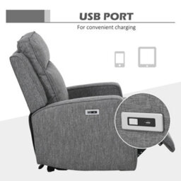 Homcom Electric Armchair, Fabric Recliner Chair With Usb Port, Charcoal Grey - thumbnail 7
