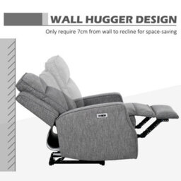 Homcom Electric Armchair, Fabric Recliner Chair With Usb Port, Charcoal Grey - thumbnail 6