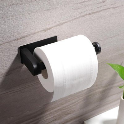CLEFFNS Toilet Paper Holder, Self Adhesive Toilet Paper Roll Holder For Bathroom And Washroom, No Drill 304 Stainless Steel, Matte Black - image 1