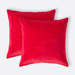Homescapes Set Of 2 Red Velvet Cushion Covers, 40 X 40 Cm