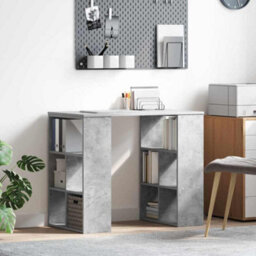 Berkfield Corner Desk Concrete Grey Particle Board Medium Storage - thumbnail 1