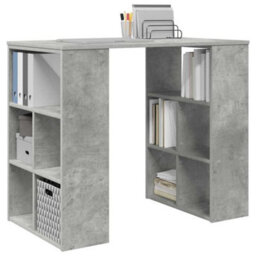 Berkfield Corner Desk Concrete Grey Particle Board Medium Storage - thumbnail 3
