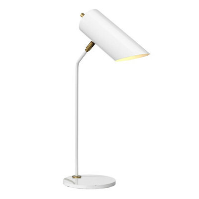 Elegant White Aged Brass Table Lamp With Led E27 Bulb