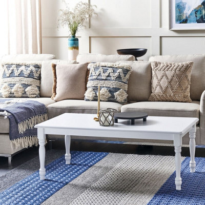 Beliani Coffee Table White Turned Legs Vintage Chic 120X60 Cm - image 1