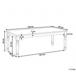 Beliani Coffee Table White Turned Legs Vintage Chic 120X60 Cm - thumbnail 4