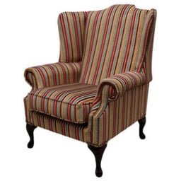Chesterfield High Back Wing Chair Riga Stripe 03 Velvet Fabric In Mallory Style - thumbnail 3
