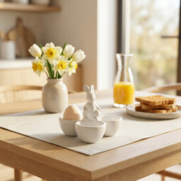 Garden Greatness Whimsical Ceramic Rabbit Three Egg Cup - thumbnail 1