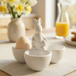 Garden Greatness Whimsical Ceramic Rabbit Three Egg Cup - thumbnail 2