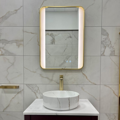 Brushed Brass 700mm X 500mm Backlit Mirror With Colour Change And Bluetooth - image 1
