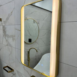 Brushed Brass 700mm X 500mm Backlit Mirror With Colour Change And Bluetooth - thumbnail 7