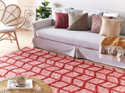Beliani Rug Sivas Red 140 X 200 Cm Cotton - thumbnail 2
