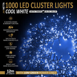 NETTA 1000 Led Cluster String Lights 12M Indoor/outdoor Christmas Lights - Cool White - thumbnail 2