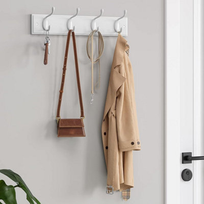 Songmics Wall Hook Set Of Two, Mounted Coat Racks, Dual Metal Hooks, Hallway Bedroom Storage Organizer, White - image 1