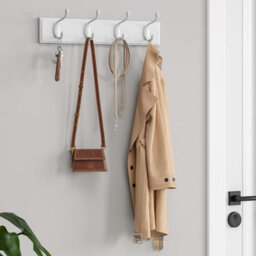 Wall Hook Set Of Two, Mounted Coat Racks, Dual Metal Hooks, Hallway Bedroom Storage Organizer, White