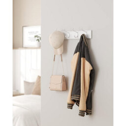 Songmics Wall Hook Set Of Two, Mounted Coat Racks, Dual Metal Hooks, Hallway Bedroom Storage Organizer, White - thumbnail 3