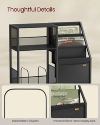 LEDREM Record Player Stand, 3-Tier Side Table, Vinyl Record Storage Up To 100 Albums, End Table For Living Room, Bedroom, Ebony Black - thumbnail 5