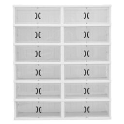Darphe White Clear 6 Tier Foldable Shoe Organizer With Magnetic Doors - thumbnail 3