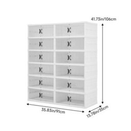 Darphe White Clear 6 Tier Foldable Shoe Organizer With Magnetic Doors - thumbnail 7