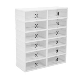 Darphe White Clear 6 Tier Foldable Shoe Organizer With Magnetic Doors - thumbnail 4