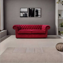 Chesterfield 3 Seater Sofa Settee Boutique Cranberry Red Velvet In Classic Style - thumbnail 5