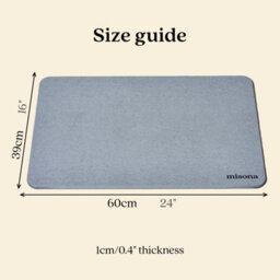 Misona Stone Bath Mat 39 X 60Cm - Quick Dry Diatomite Bathroom Mat (Grey) - thumbnail 2