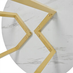 Abrihome 5-Piece Round Dining Set, White Mdf Table With Gold Metal Legs & 4 Black Velvet Chairs, 80Cm Kitchen Table For Compact Spaces - thumbnail 5