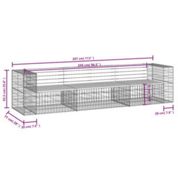 Berkfield Compact Garden Bench Gabion Design 287X71X65.5 Cm Solid Wood Douglas - thumbnail 9