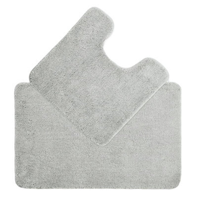 Allure Bath Fashions Deep Pile Microfibre Non Slip Bath Mat Set - Dove Grey - image 1