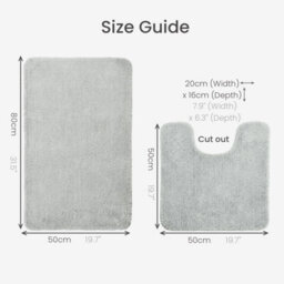 Allure Bath Fashions Deep Pile Microfibre Non Slip Bath Mat Set - Dove Grey - thumbnail 7