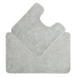 Allure Bath Fashions Deep Pile Microfibre Non Slip Bath Mat Set - Dove Grey