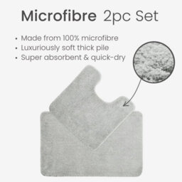 Allure Bath Fashions Deep Pile Microfibre Non Slip Bath Mat Set - Dove Grey - thumbnail 6