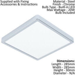 Stylish Wall Flush Ceiling Light With Chrome Shade And White Plastic Led Bulb - 20W - thumbnail 2