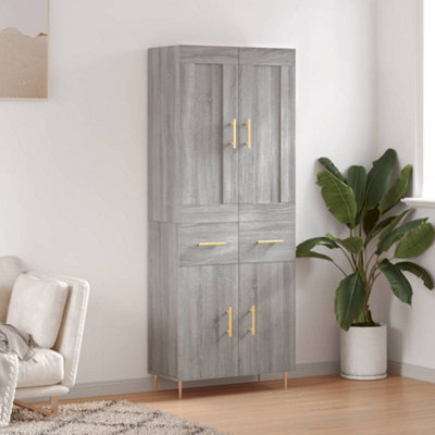 Berkfield Highboard Grey Sonoma 69.5X34X180 Cm Engineered Wood