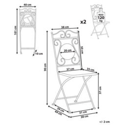 Beliani Set Of 2 Garden Chairs Carpino Metal Black - thumbnail 3