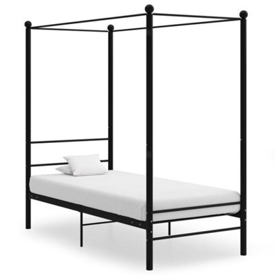 Vidaxl Canopy Bed Frame Without Mattress Black Metal 100X200 Cm - image 1